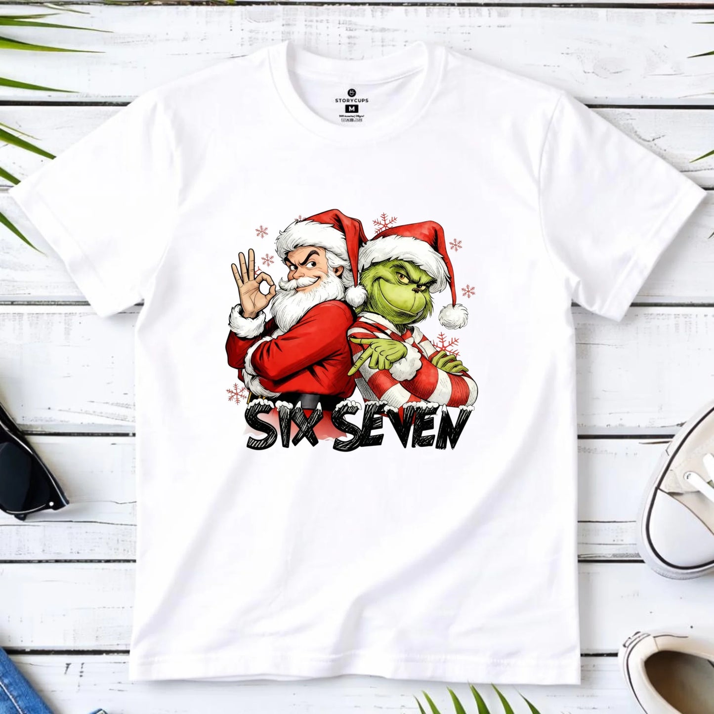 Koszulka męska świąteczna - Mikołaj i Grinch six seven 67 BN148