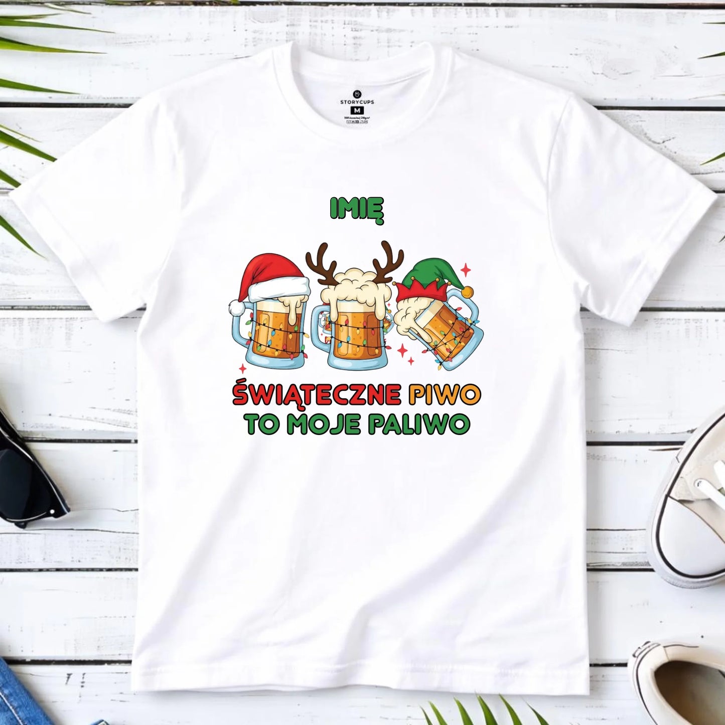 Koszulka męska świąteczna - Świąteczne piwo to moje paliwo - personalizowana BN119