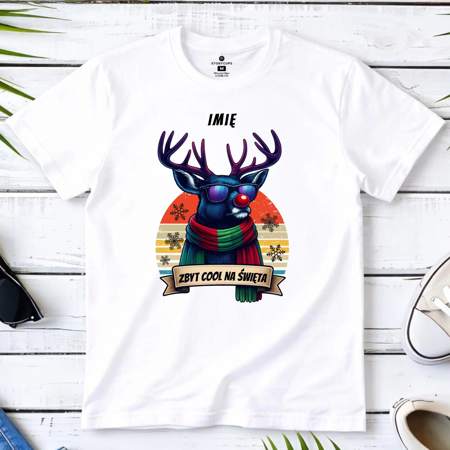 Koszulka męska świąteczna z reniferem - Zbyt cool na święta - personalizowana BN128