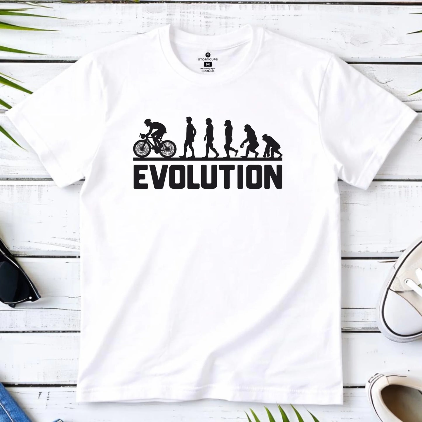 Koszulka męska z rowerem z rowerem - Ewolucja rowerzysty HR04