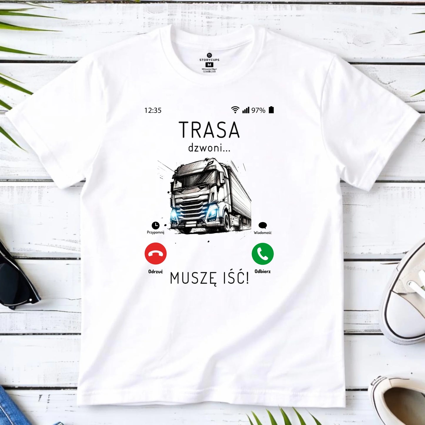 Koszulka męska dla kierowcy tira - Trasa dzwoni muszę iść ZKT03