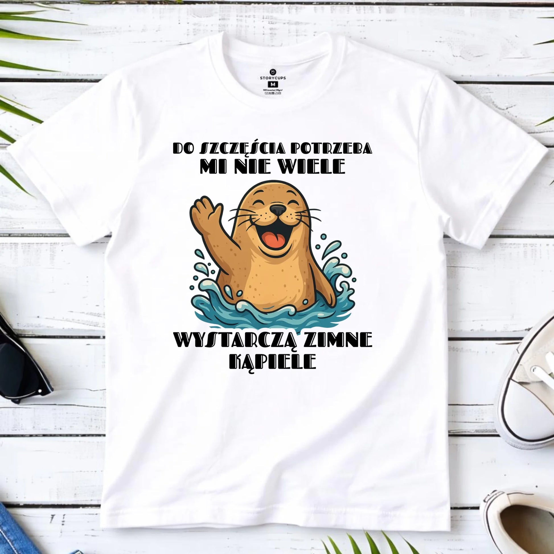 Koszulka męska - prezent dla morsa - Do szczęścia potrzeba mi nie wiele HM06 - StoryCups.pl