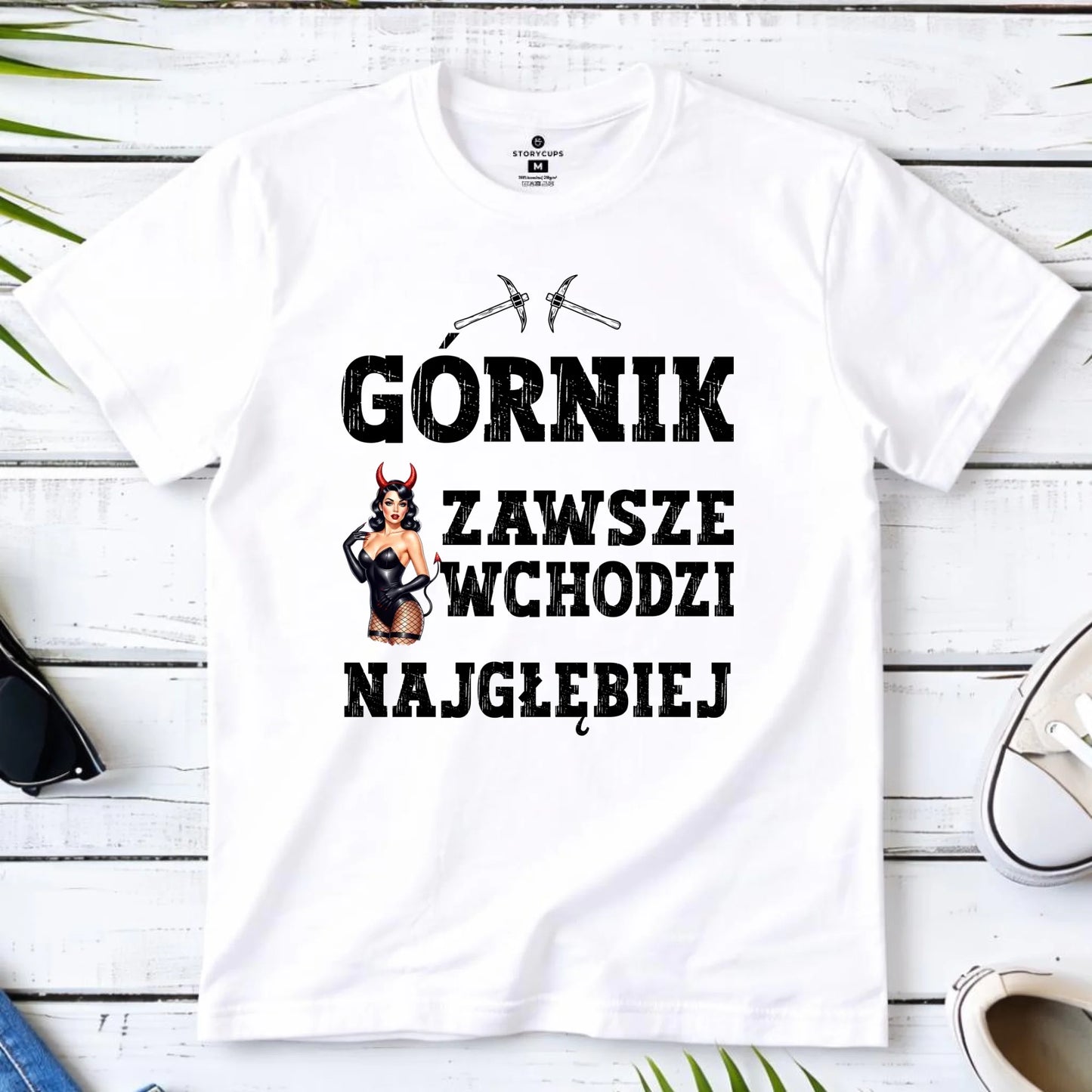 Koszulka męska - prezent dla górnika - Górnik zawsze wchodzi najgłębiej G22