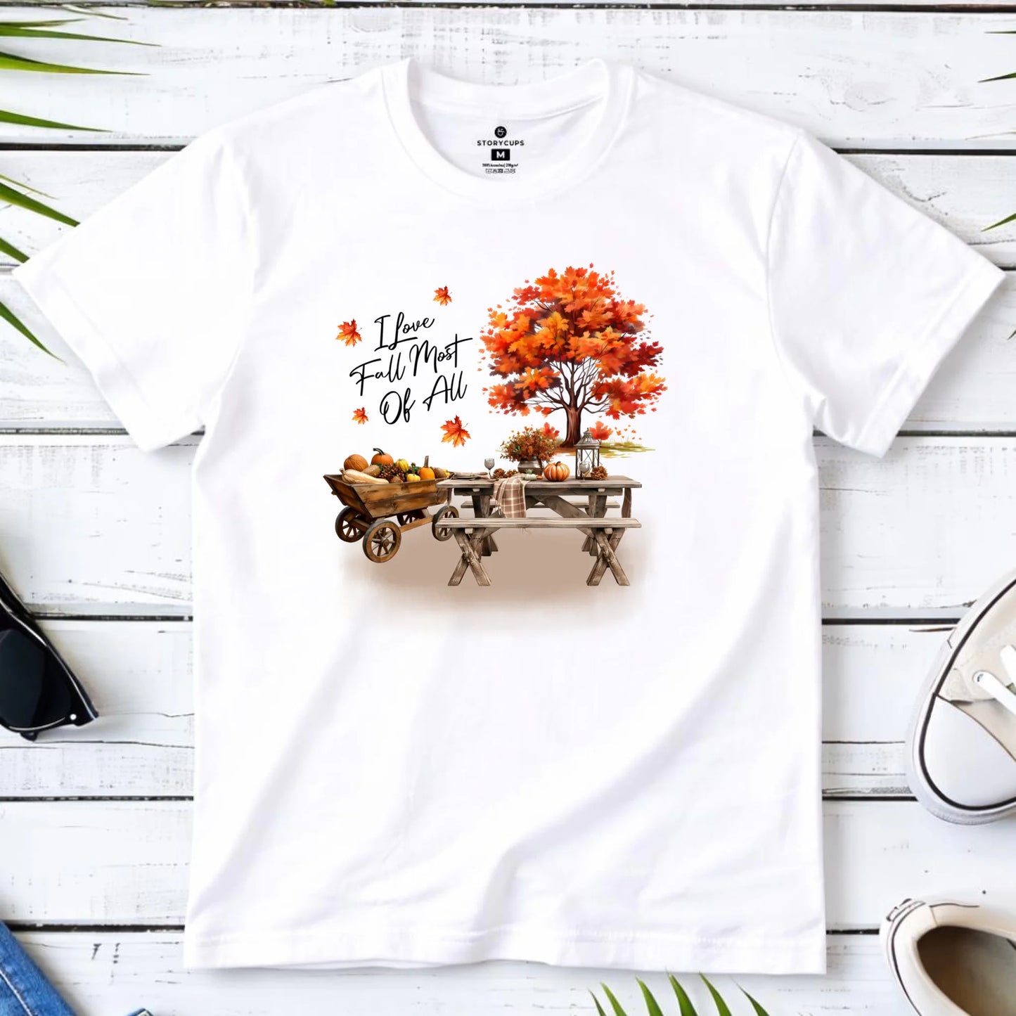 Koszulka męska jesienna - Jesienny piknik z dyniami JS04