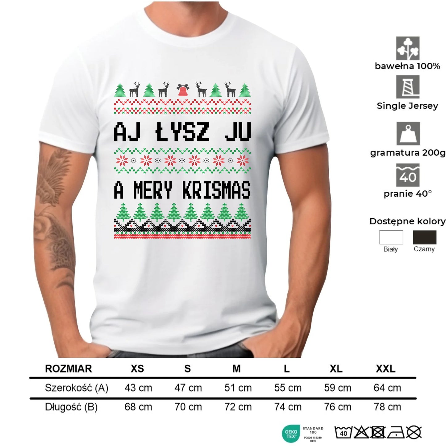 Koszulka męska świąteczna - Aj łysz ju a mery krismas BN12