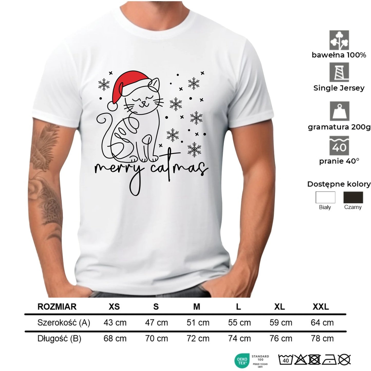Koszulka męska świąteczna - Kot Merry catmas BN151