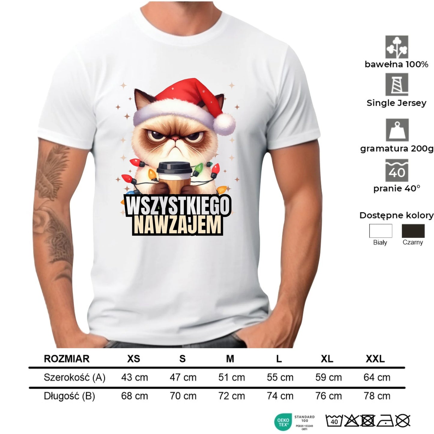 Koszulka męska świąteczna - Grumpy Cat Wszystkiego nawzajem BN33