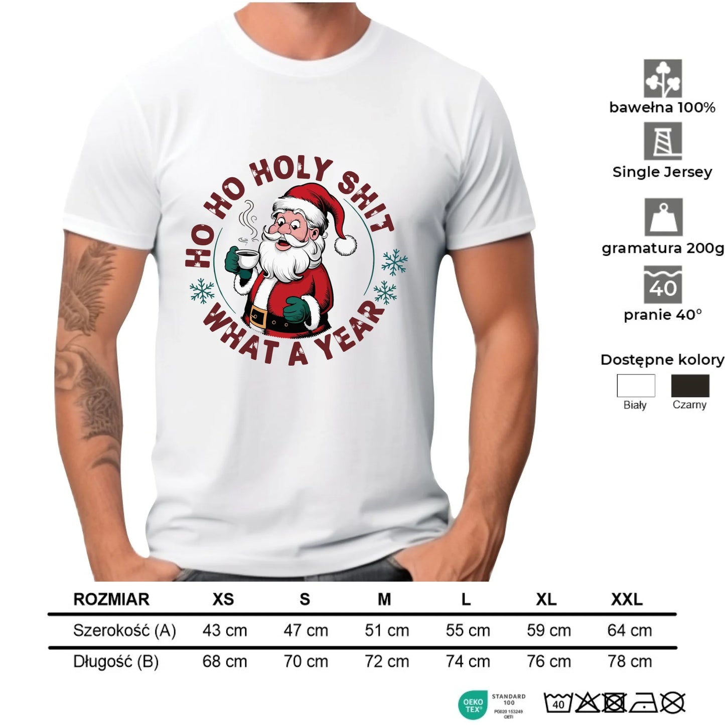 Koszulka męska świąteczna - Ho ho holy shit what a year BN74