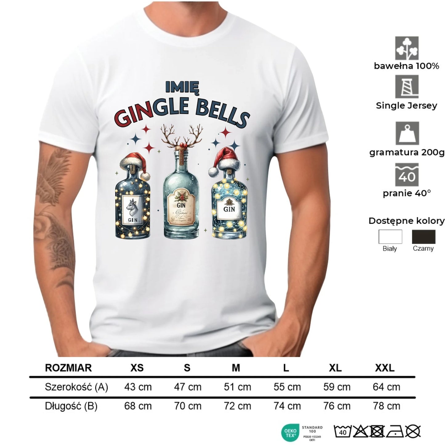 Koszulka męska świąteczna - Gin Gingle bells - personalizowana BN68