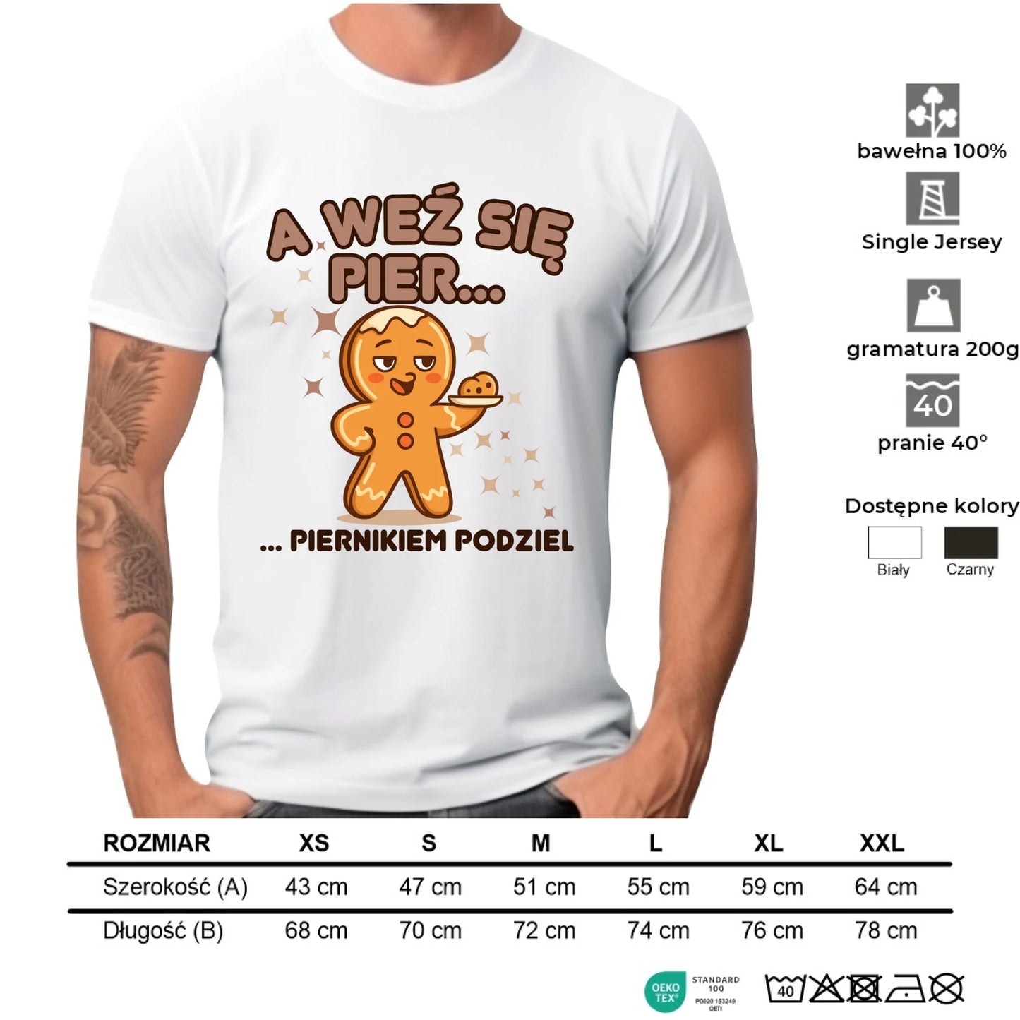 Koszulka męska świąteczna - Piernik A weź się pier... piernikiem podziel BN87