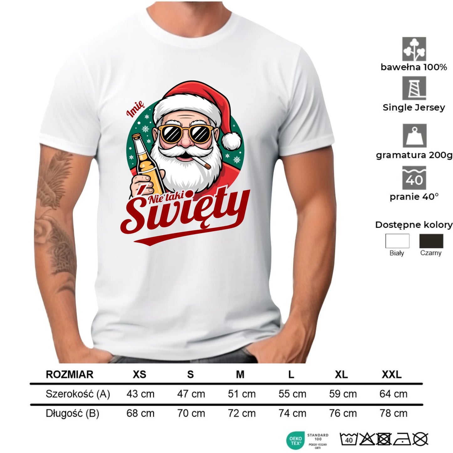 Koszulka męska świąteczna - Mikołaj nie taki święty - personalizowana BN80