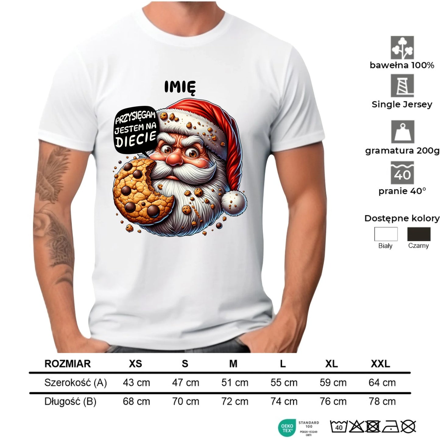 Koszulka męska świąteczna - Mikołaj Przysięgam jestem na diecie - personalizowana BN97
