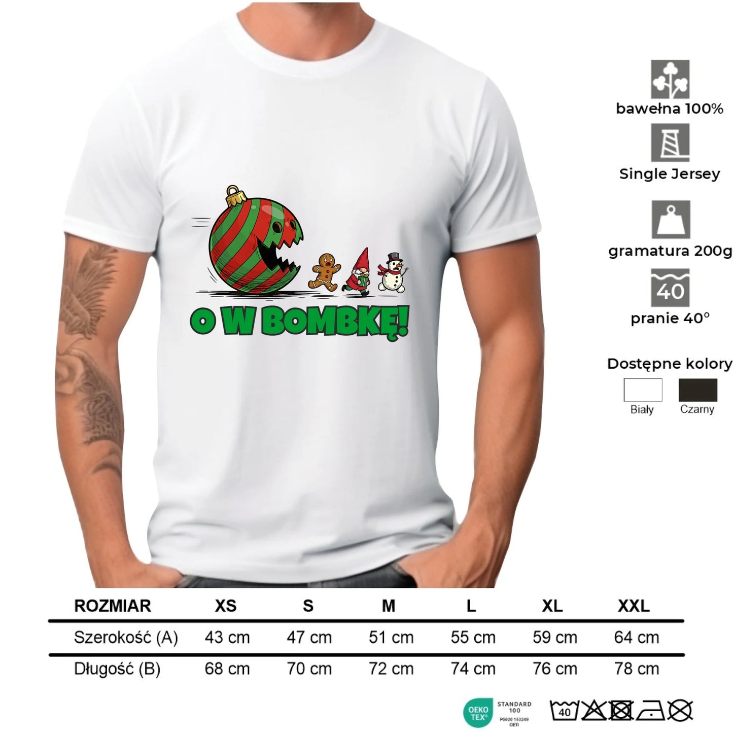 Koszulka męska świąteczna - O w bombkę BN142