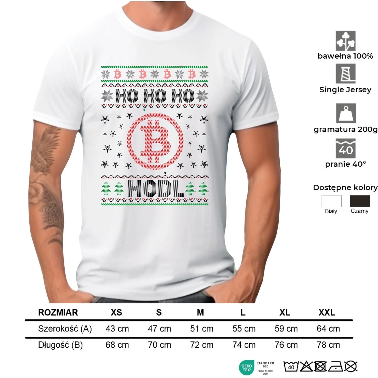 Koszulka męska świąteczna - Bitcoin - Ho Ho hodl BN103