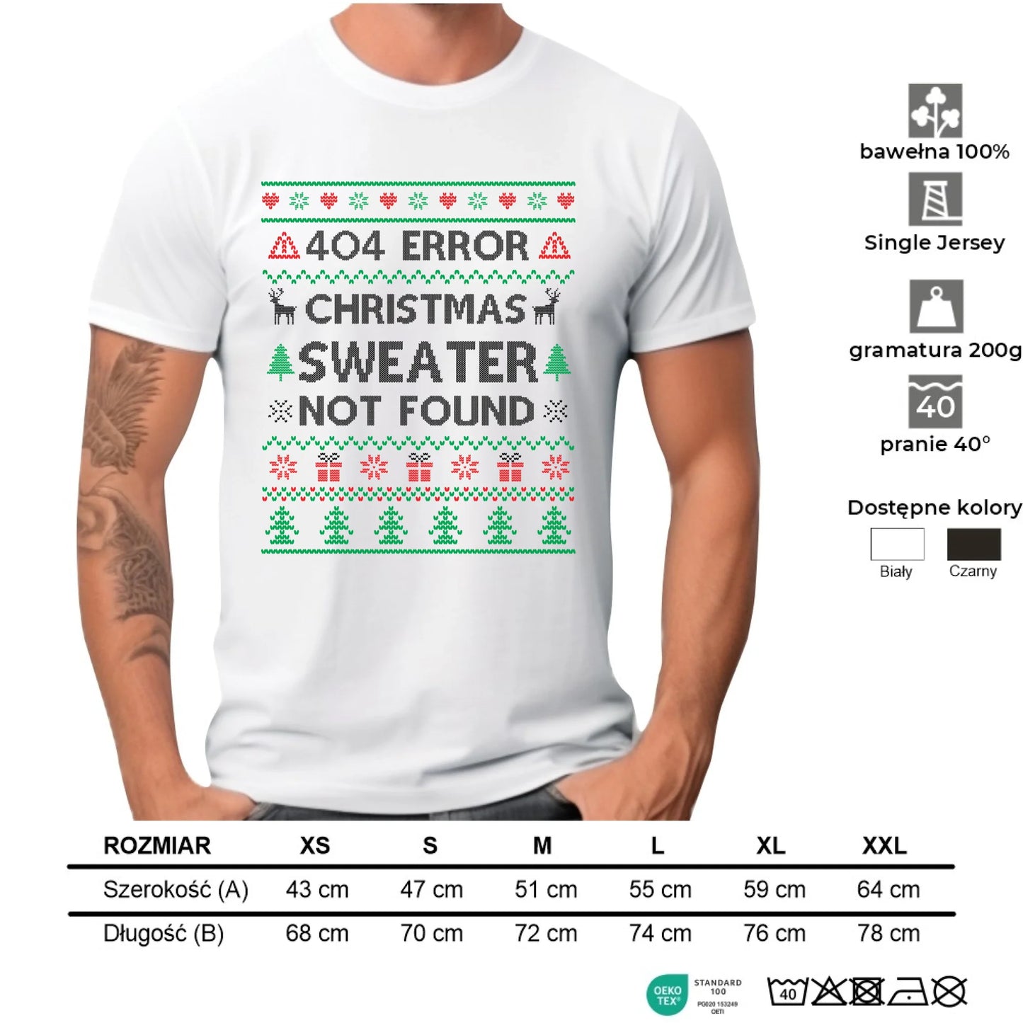 Koszulka męska świąteczna - Error 404 Christmas sweater not found BN107