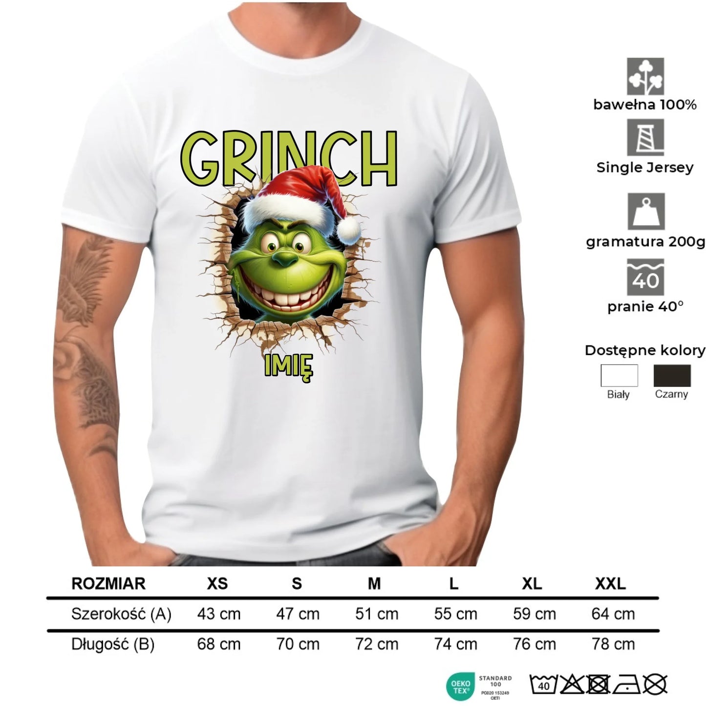 Koszulka męska świąteczna - Grinch - personalizowana BN112