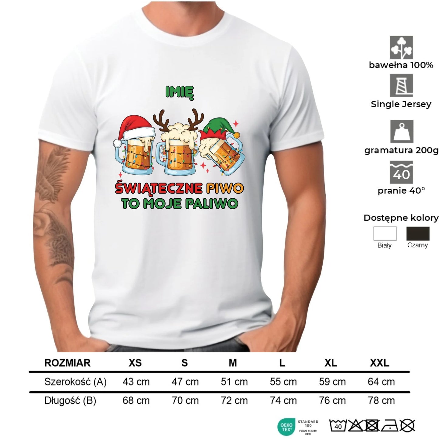 Koszulka męska świąteczna - Świąteczne piwo to moje paliwo - personalizowana BN119