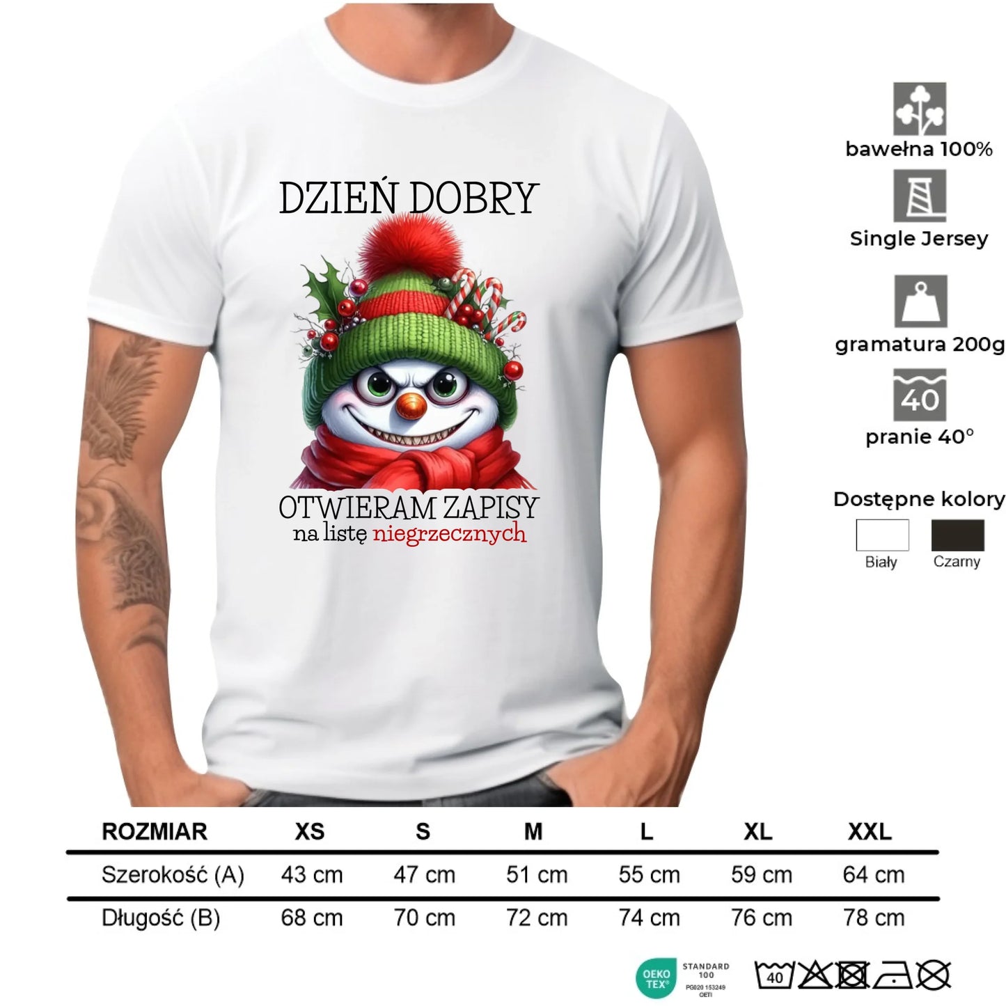 Koszulka męska świąteczna - Niegrzeczny bałwan - Dzień dobry otwieram zapisy na listę BN121
