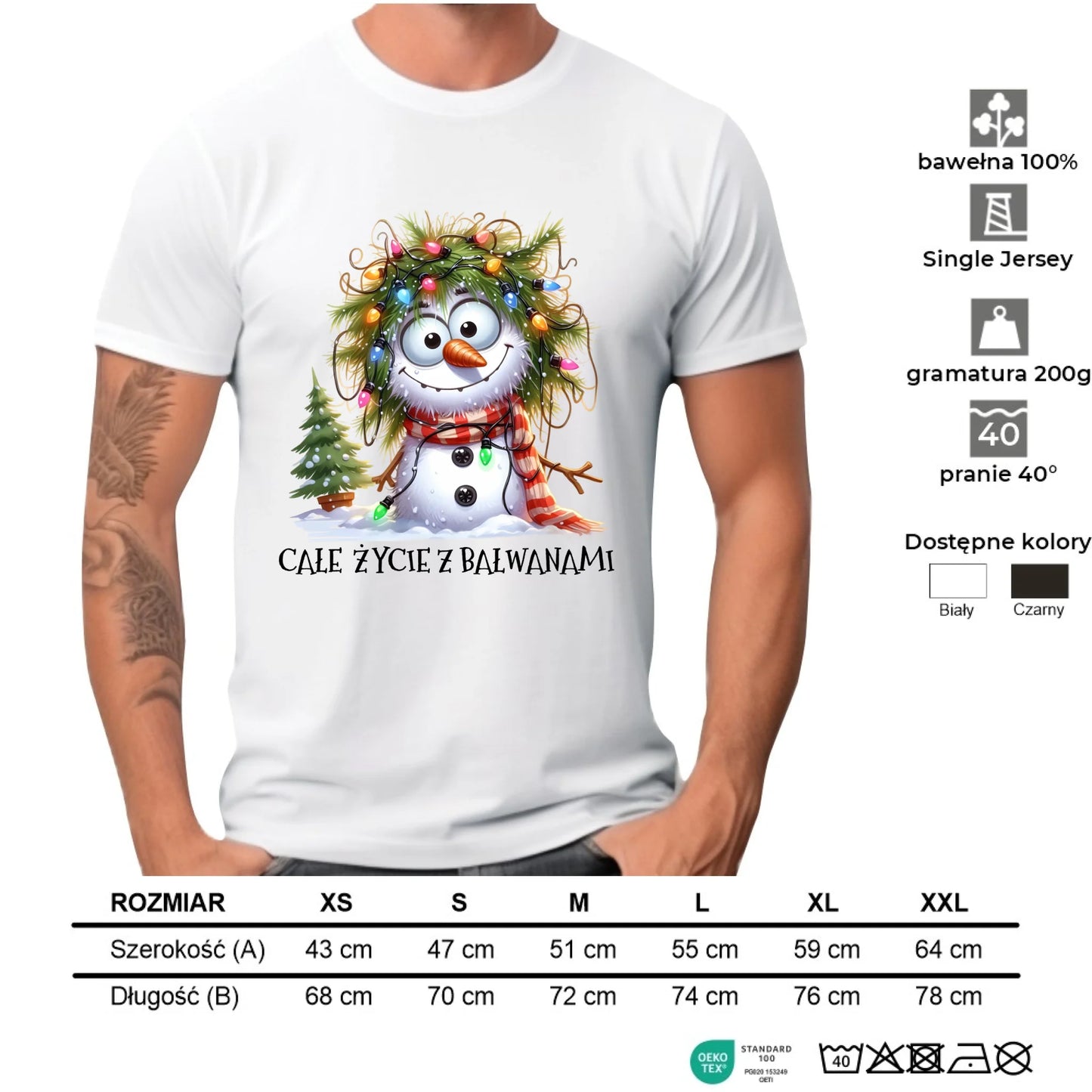 Koszulka męska świąteczna - Całe życie z bałwanami BN125