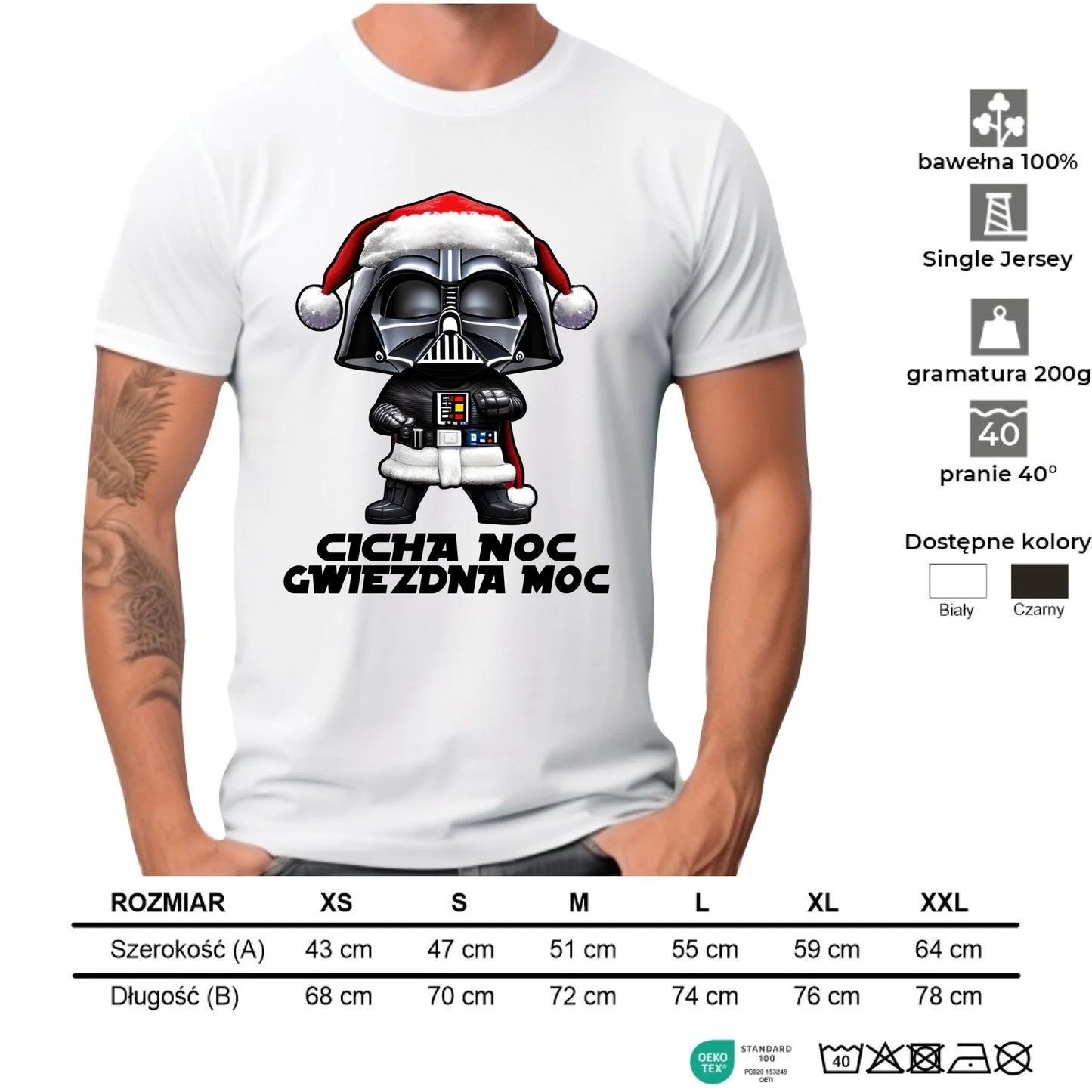 Koszulka męska świąteczna dla fanów Gwiezdnych Wojen - Cicha noc, gwiezdna moc BN132