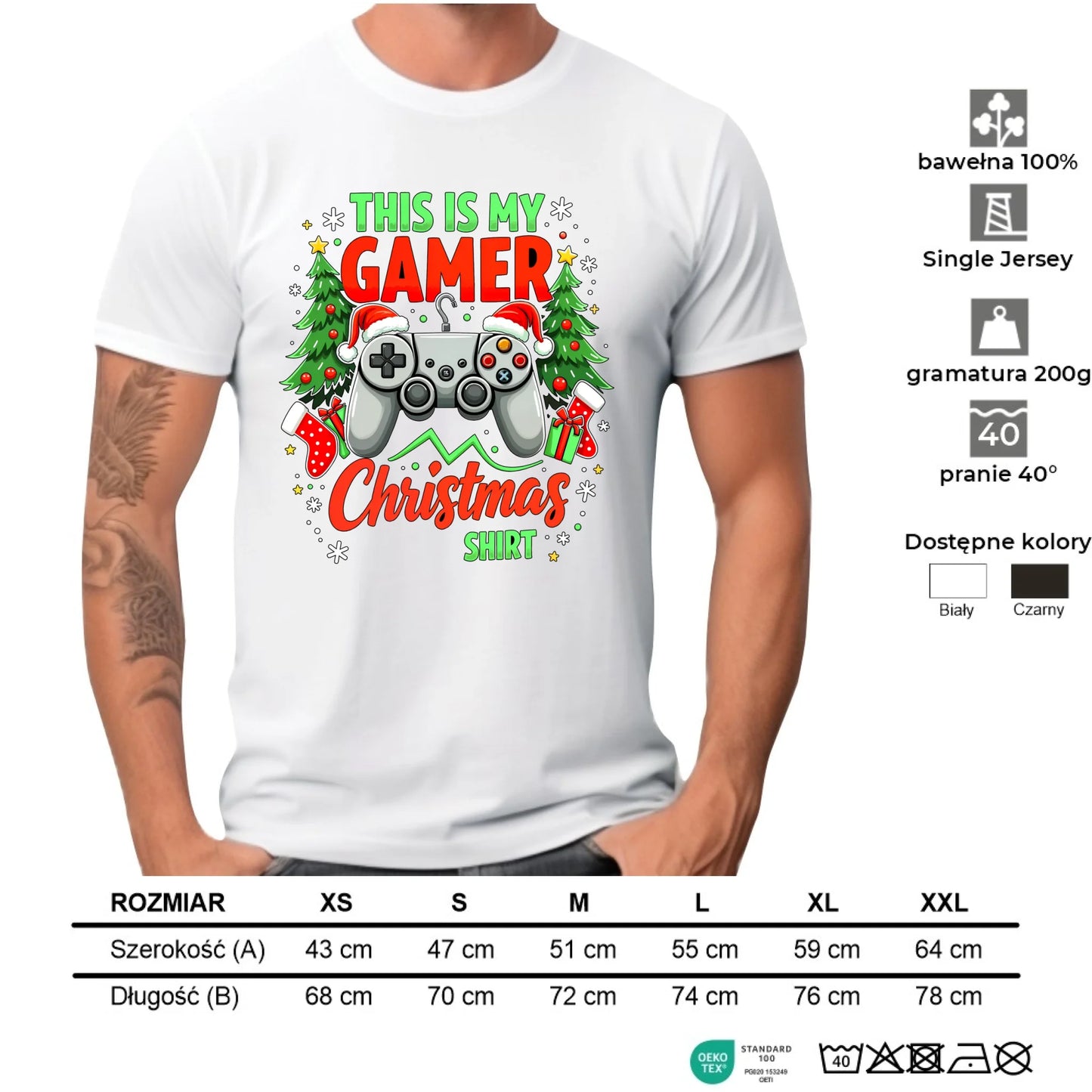 Koszulka męska świąteczna - prezent dla gracza - Gamer Christmas T-shirt BN135