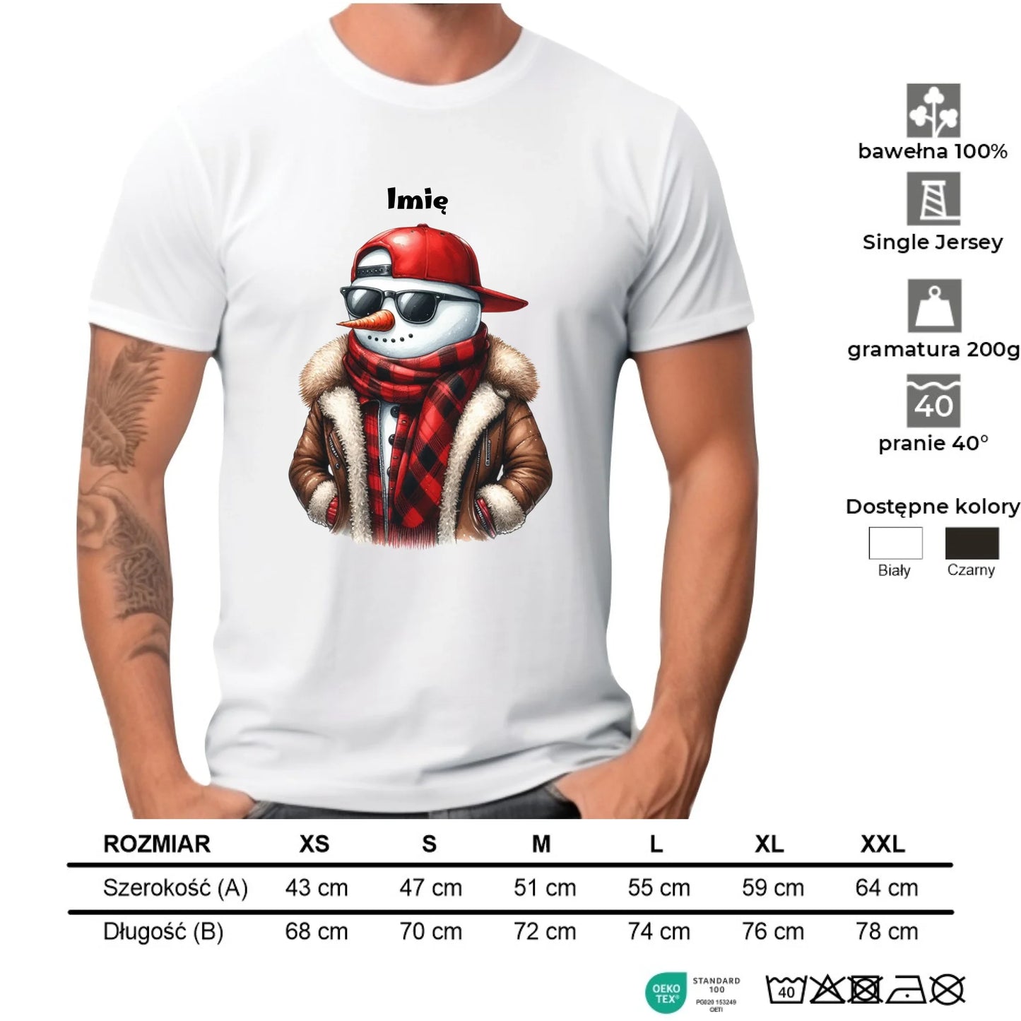 Koszulka męska świąteczna - Stylowy bałwan - personalizowana BN129