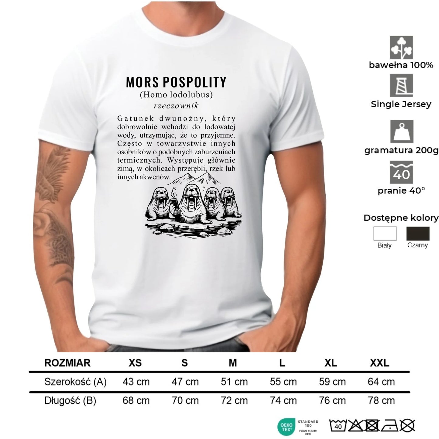 Koszulka męska - prezent dla morsa - Mors pospolity [Homo lodolubus] HM12