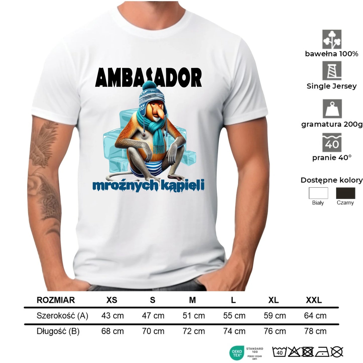 Koszulka męska - prezent dla morsa - Janusz Nosacz Mors - Ambasador mroźnych kąpieli HM03