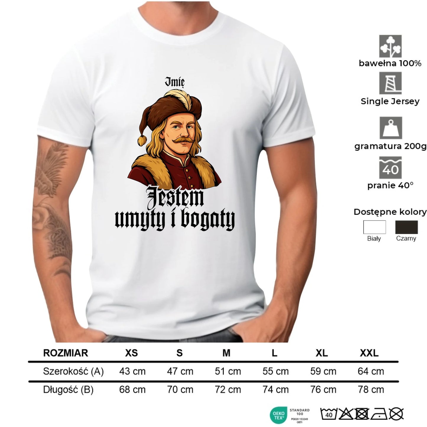 Koszulka męska - Jestem umyty i bogaty - dla fanów serialu 1670 - personalizowana H60