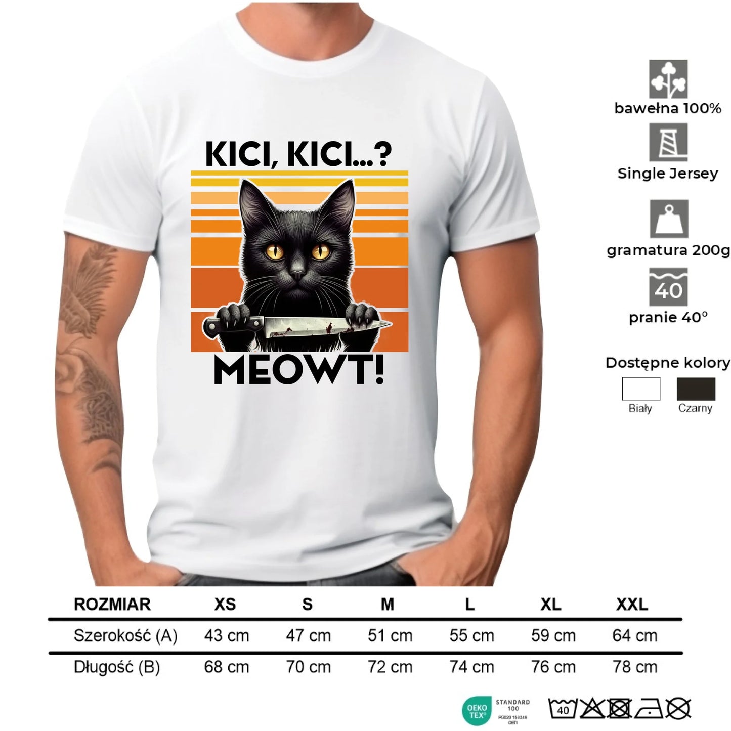 Koszulka męska - Kot z nożem - Kici, kici... MEOWT! HL17