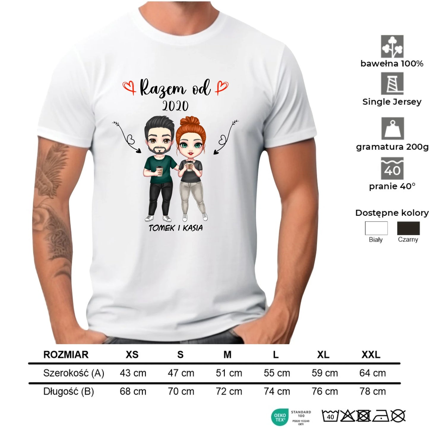 Koszulka męska - Para razem od - personalizowana W01 - StoryCups.pl