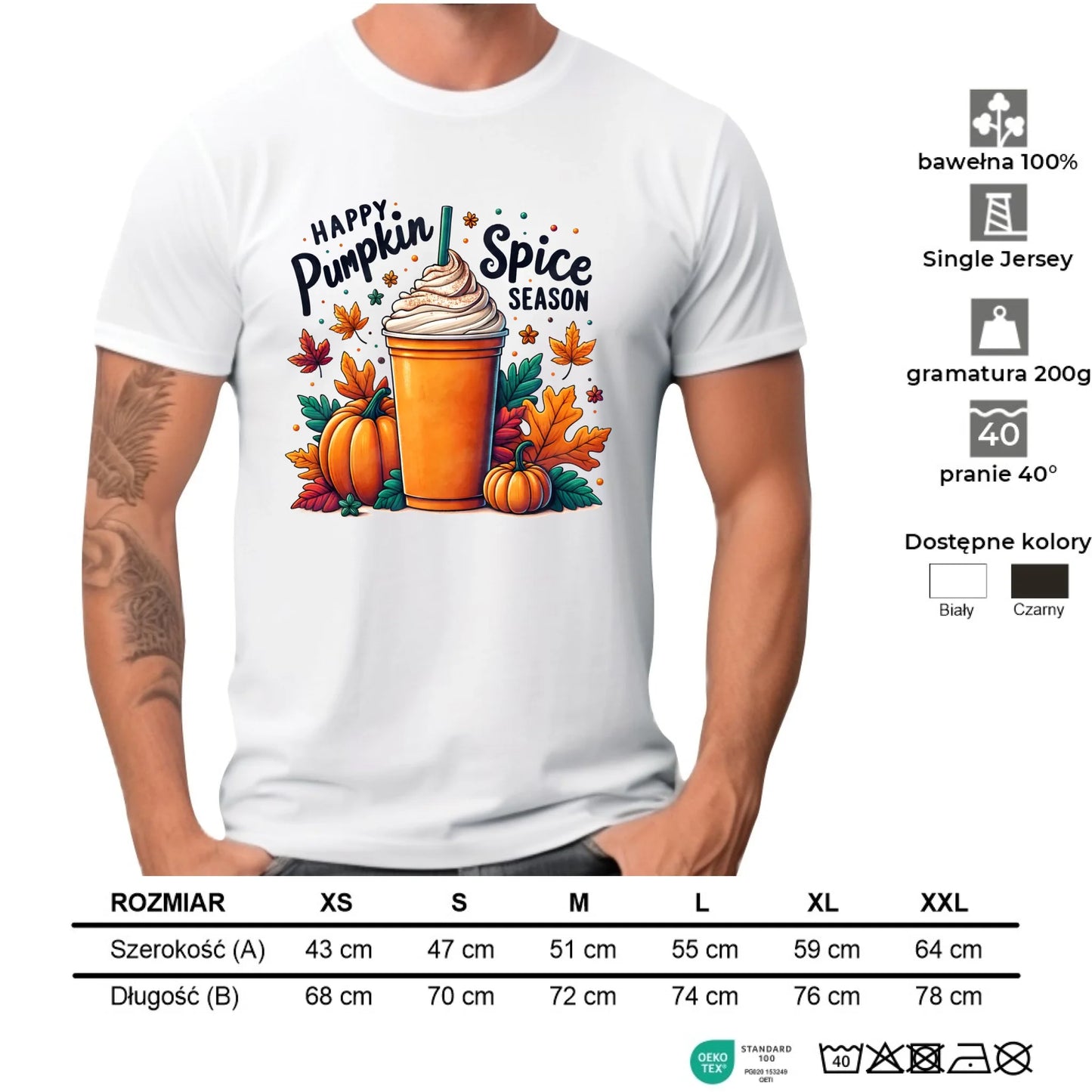 Koszulka męska jesienna - Pumpkin Spice - kawa dyniowa JS02
