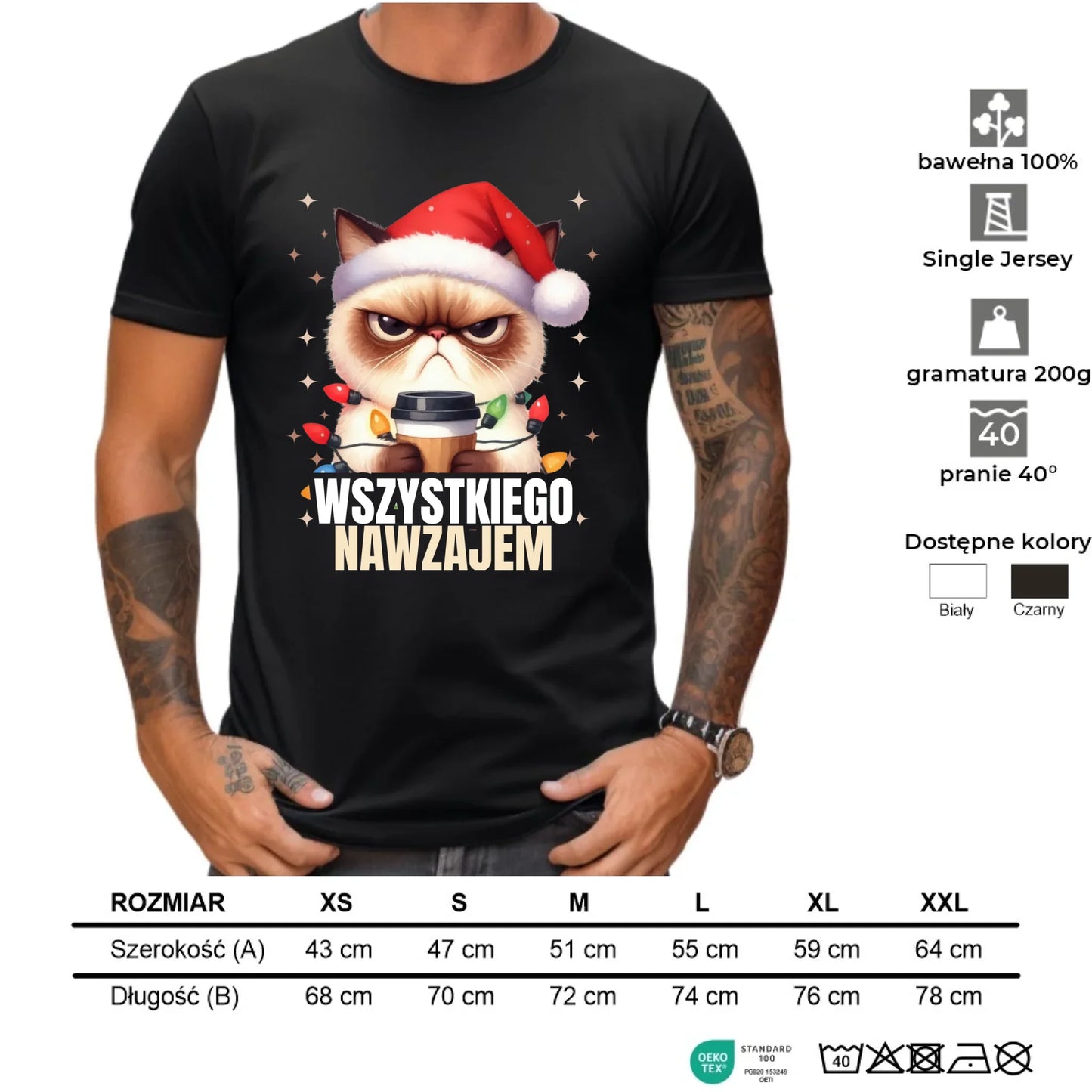 Koszulka męska świąteczna - Grumpy Cat Wszystkiego nawzajem BN33
