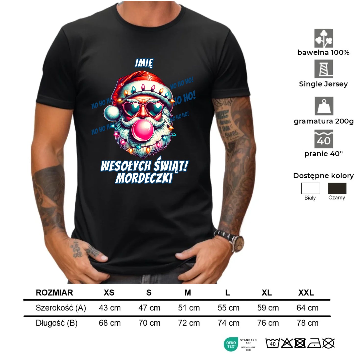 Koszulka męska świąteczna - Mikołaj Wesołych Świąt Mordeczki - personalizowana BN17