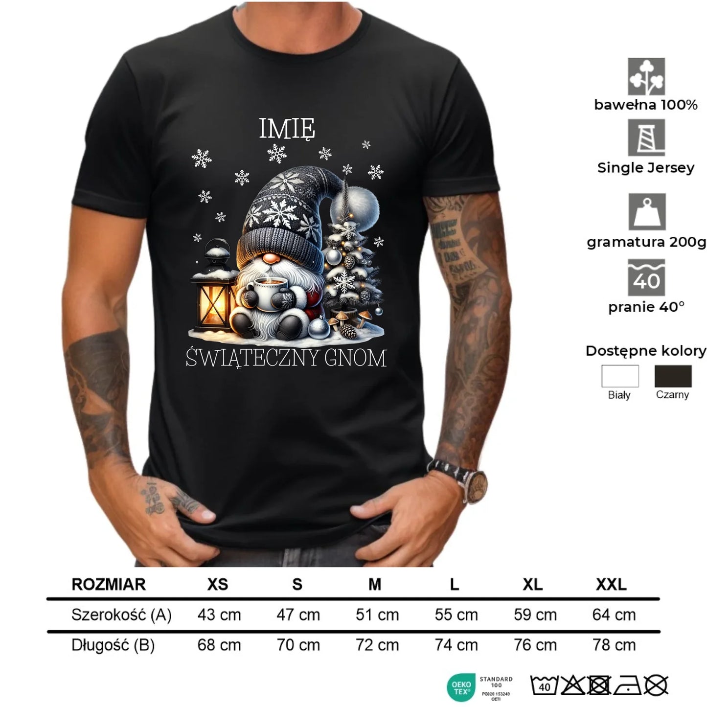 Koszulka męska świąteczna - Gnom z czekoladą - personalizowana BN41