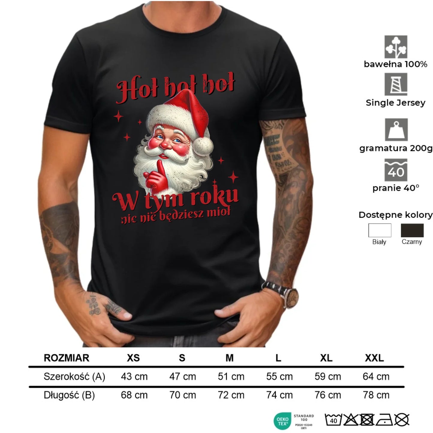 Koszulka męska świąteczna - Mikołaj Hoł hoł nic nie będziesz mioł BN66