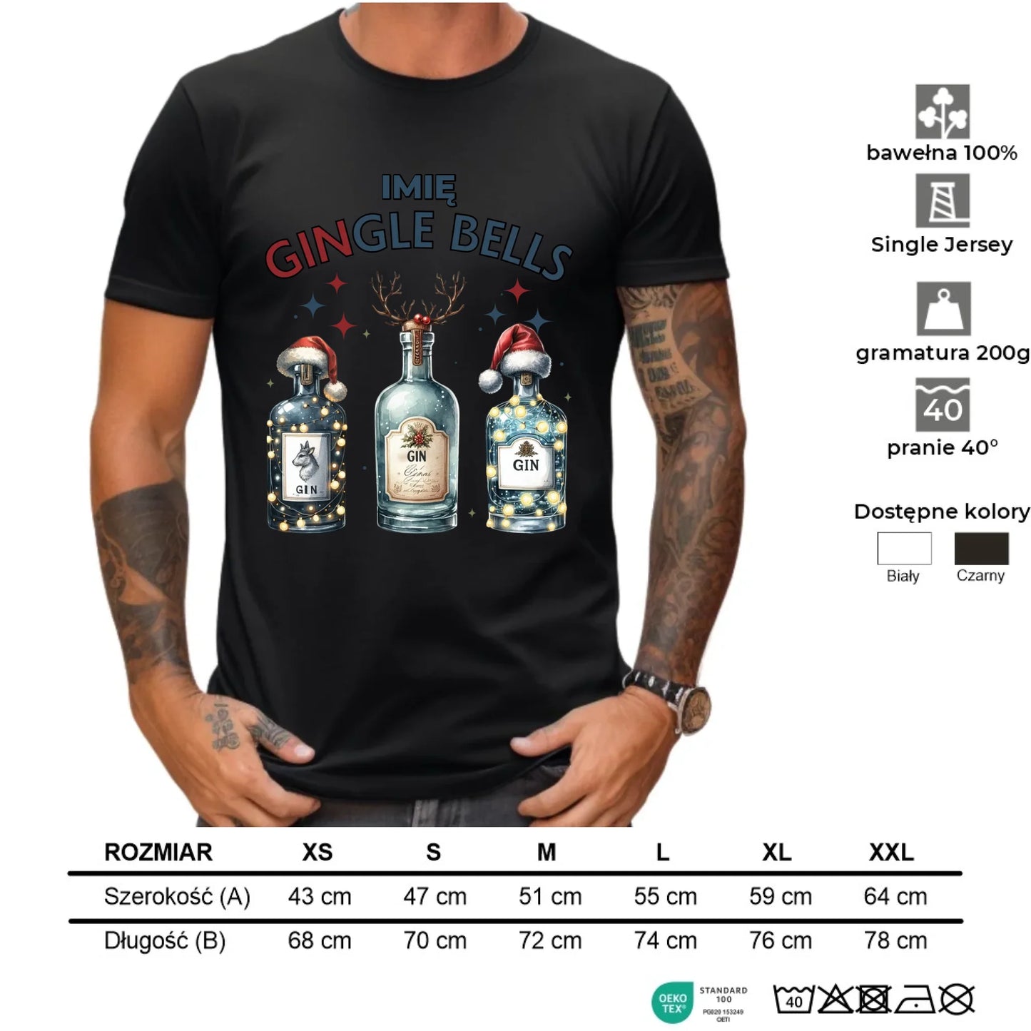 Koszulka męska świąteczna - Gin Gingle bells - personalizowana BN68