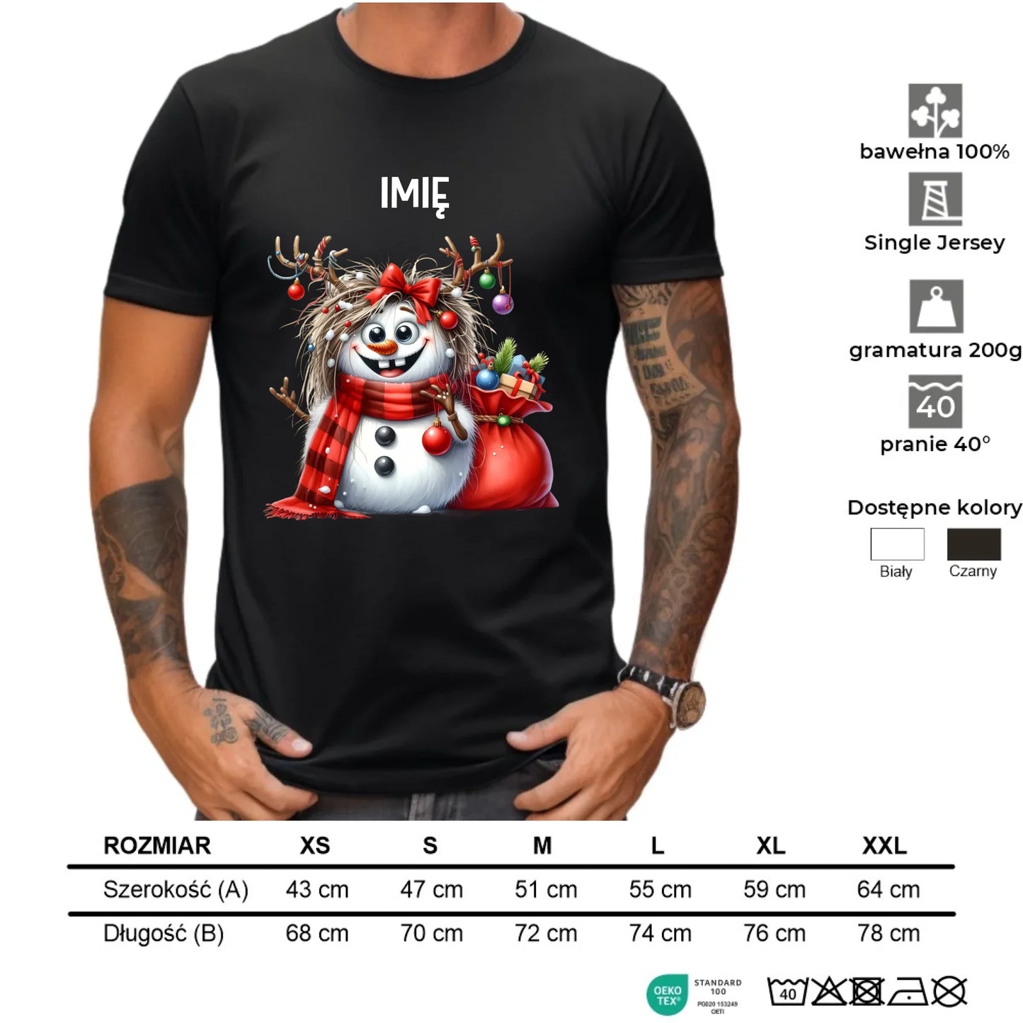 Koszulka męska świąteczna - Bałwanek - personalizowana BN70