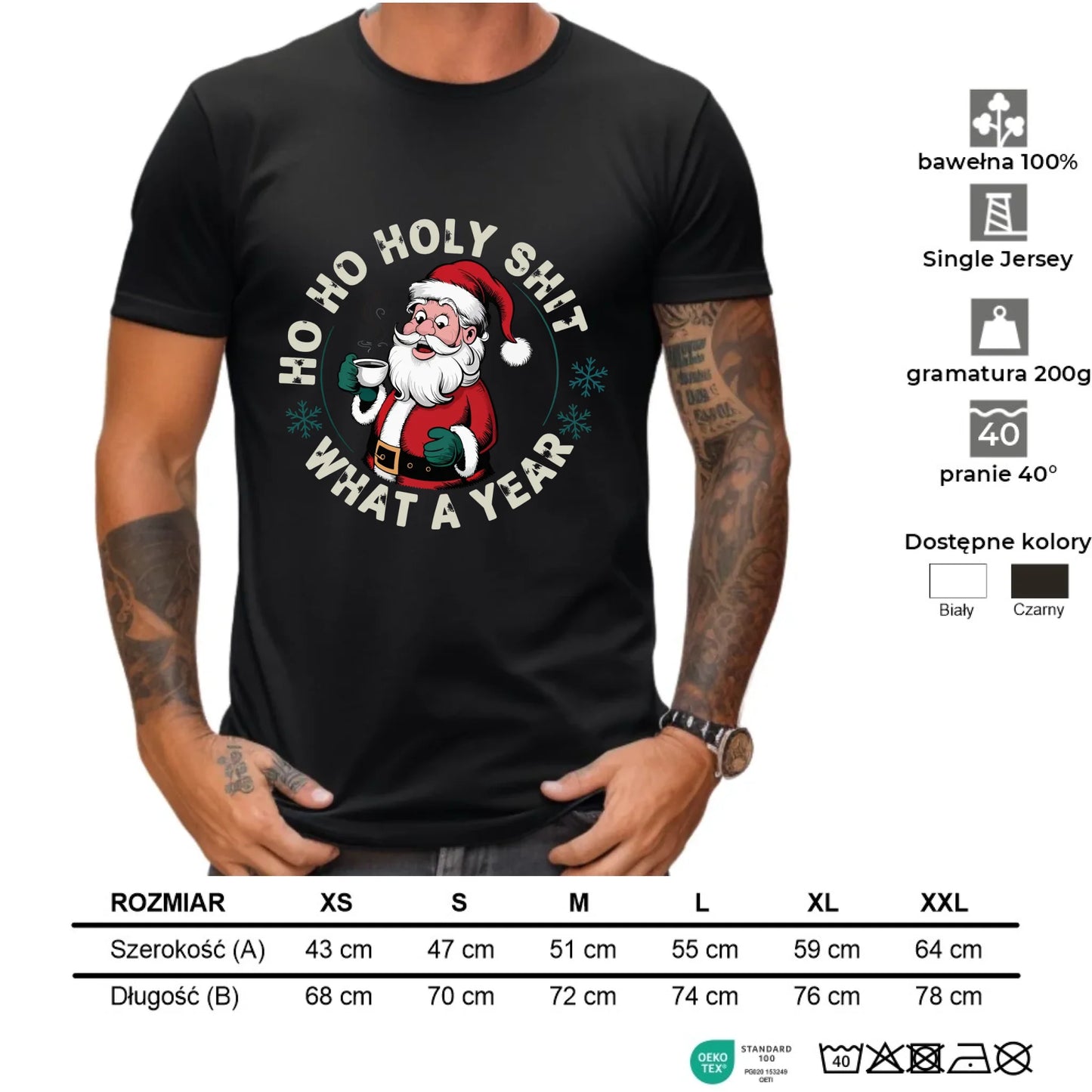 Koszulka męska świąteczna - Ho ho holy shit what a year BN74