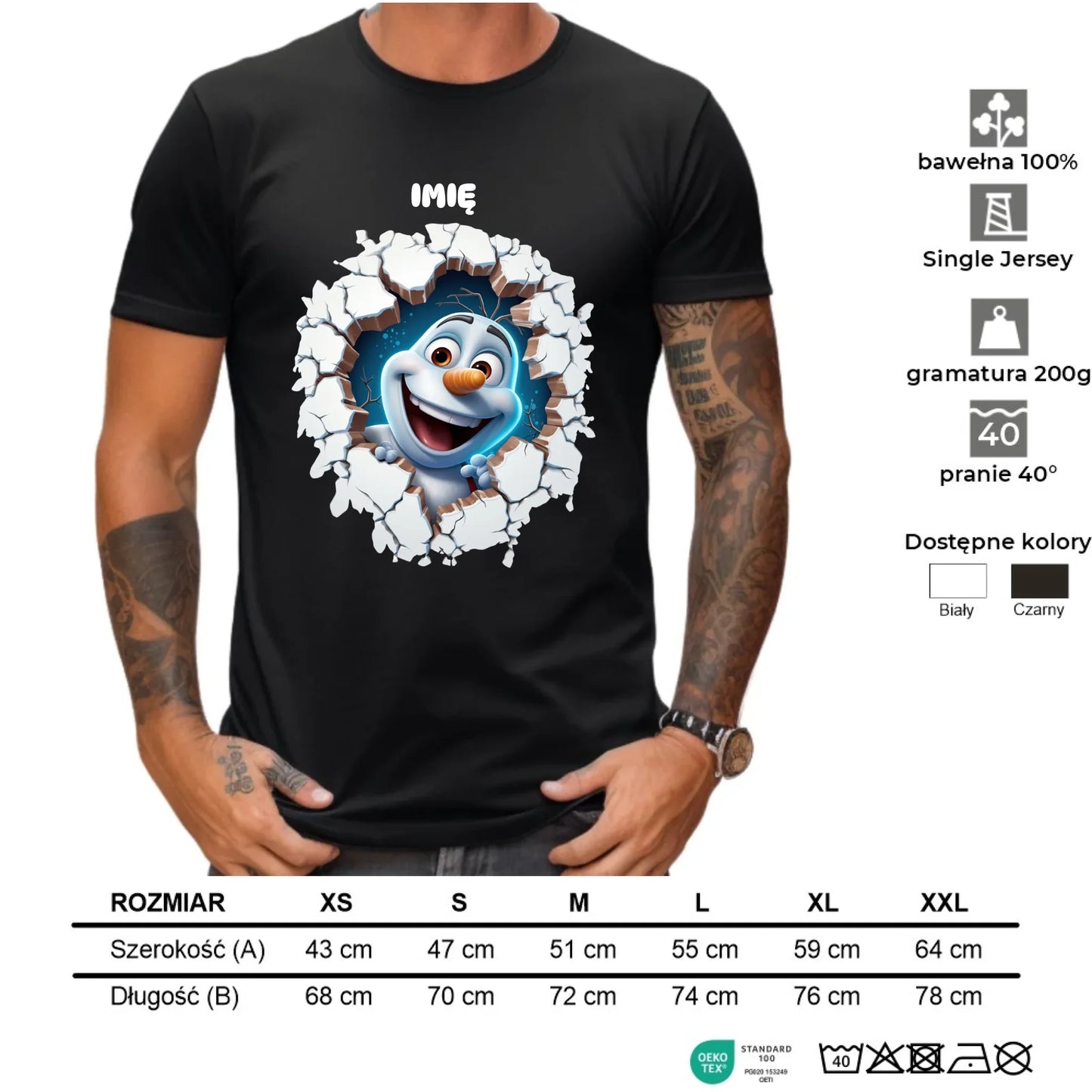 Koszulka męska świąteczna - Bałwan 3D - personalizowana BN84