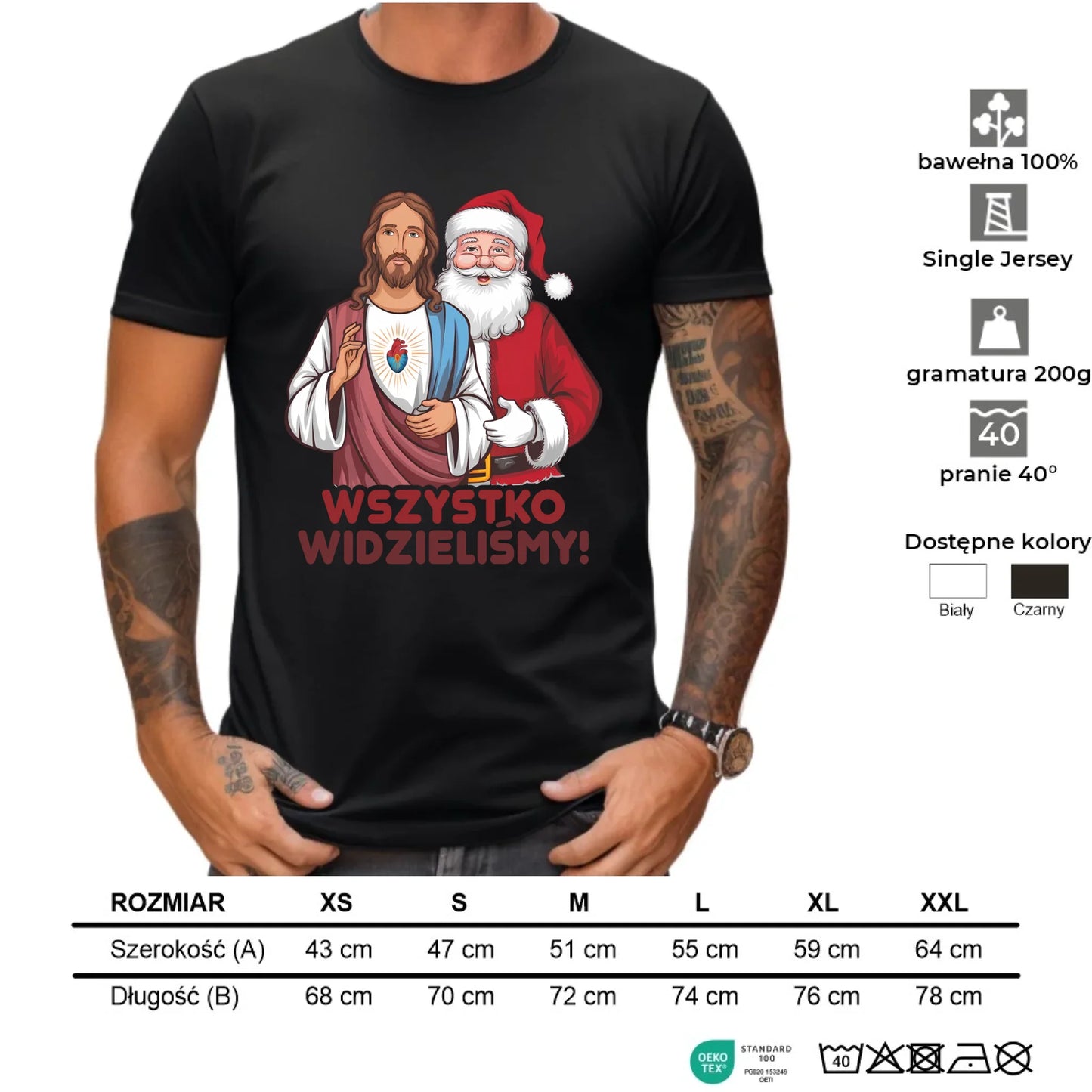 Koszulka męska świąteczna - Jezus i Mikołaj Wszystko widzieliśmy BN89