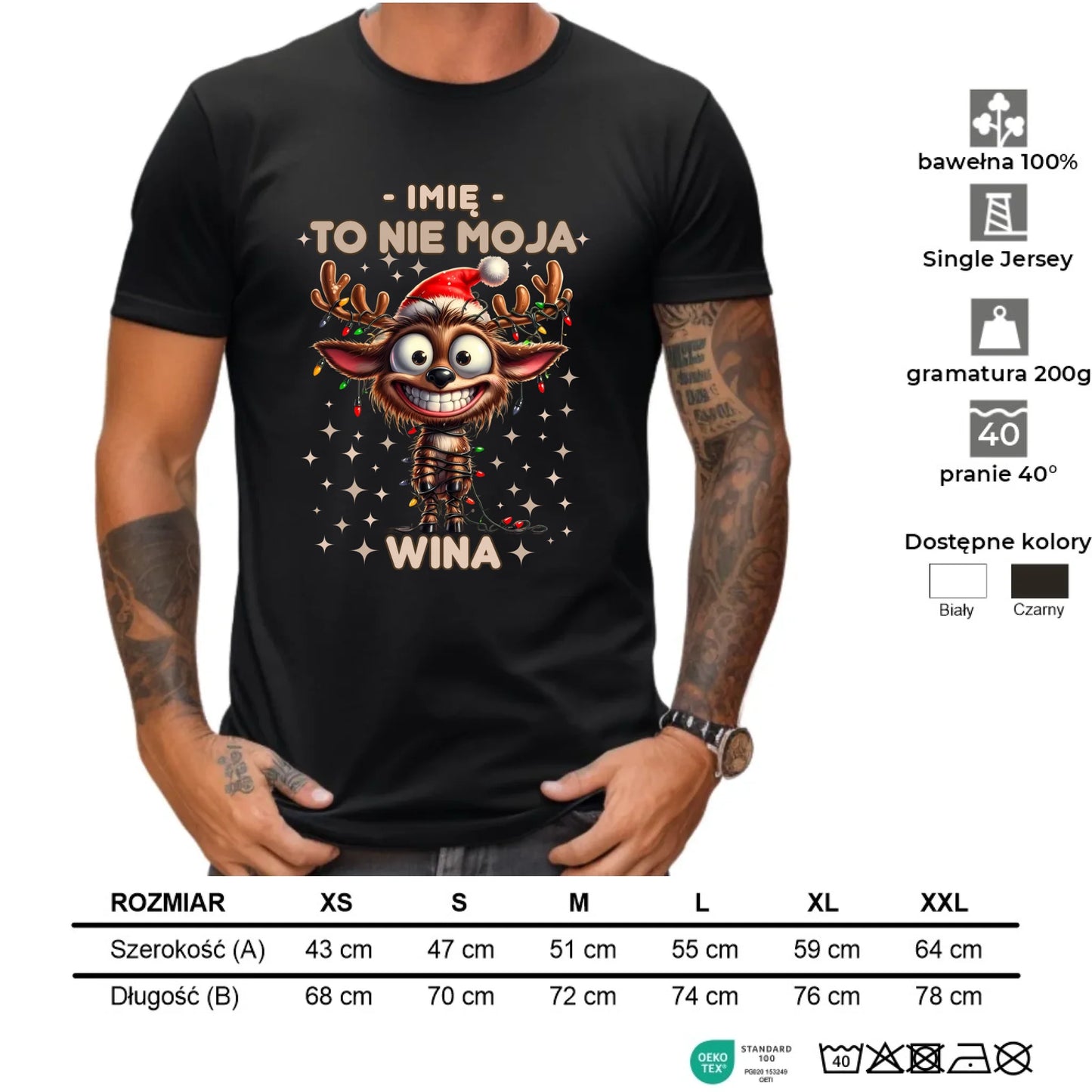 Koszulka męska świąteczna - Renifer To nie moja wina - personalizowana BN93