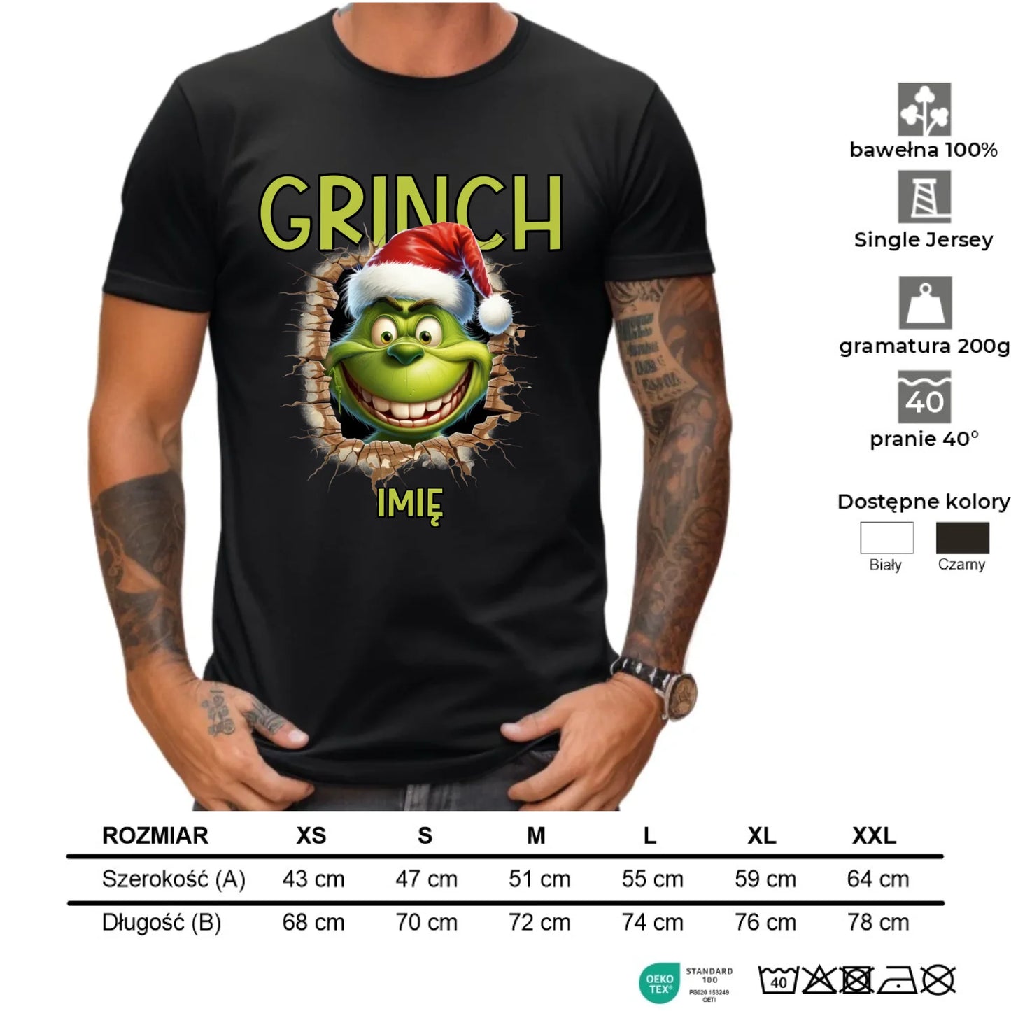 Koszulka męska świąteczna - Grinch - personalizowana BN112