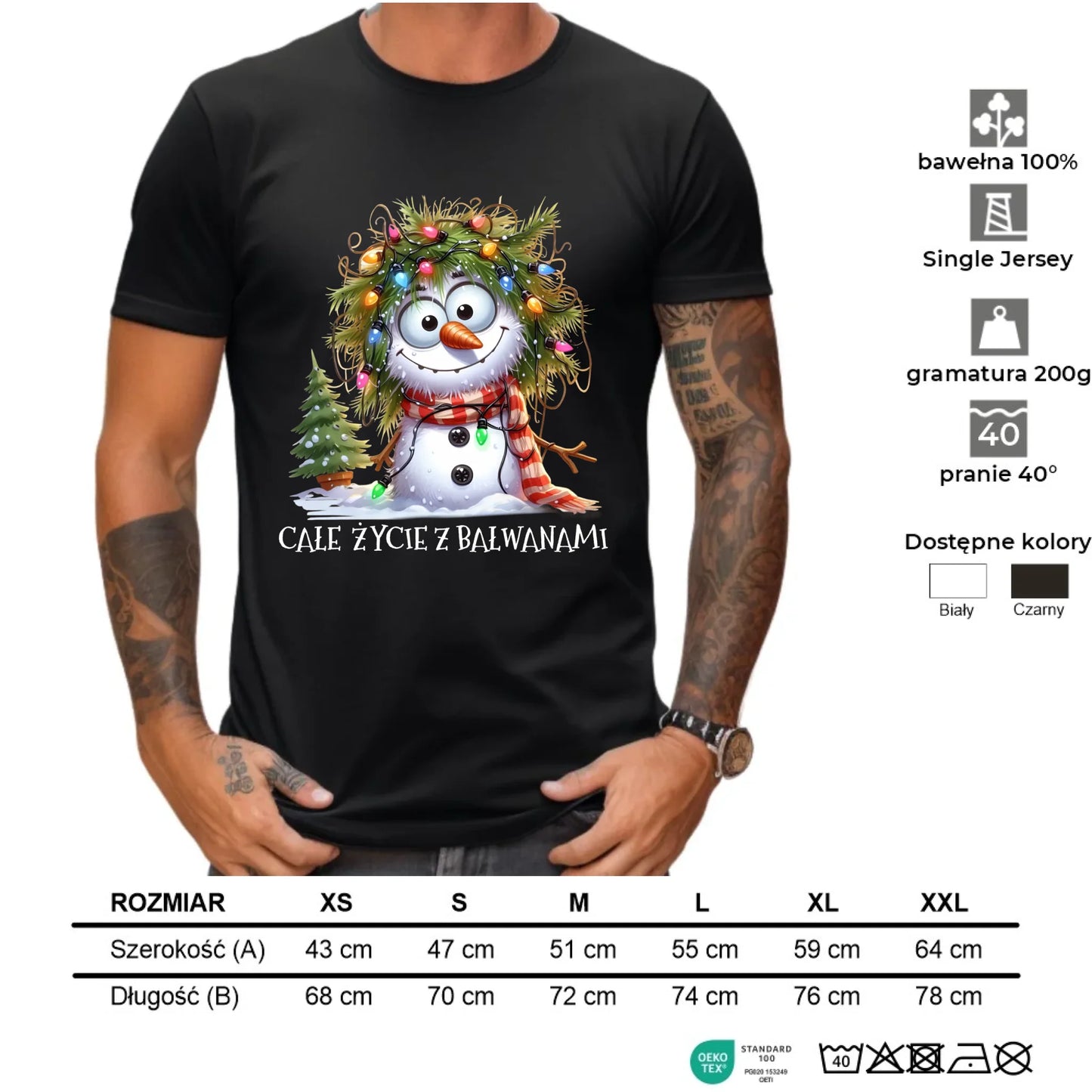 Koszulka męska świąteczna - Całe życie z bałwanami BN125