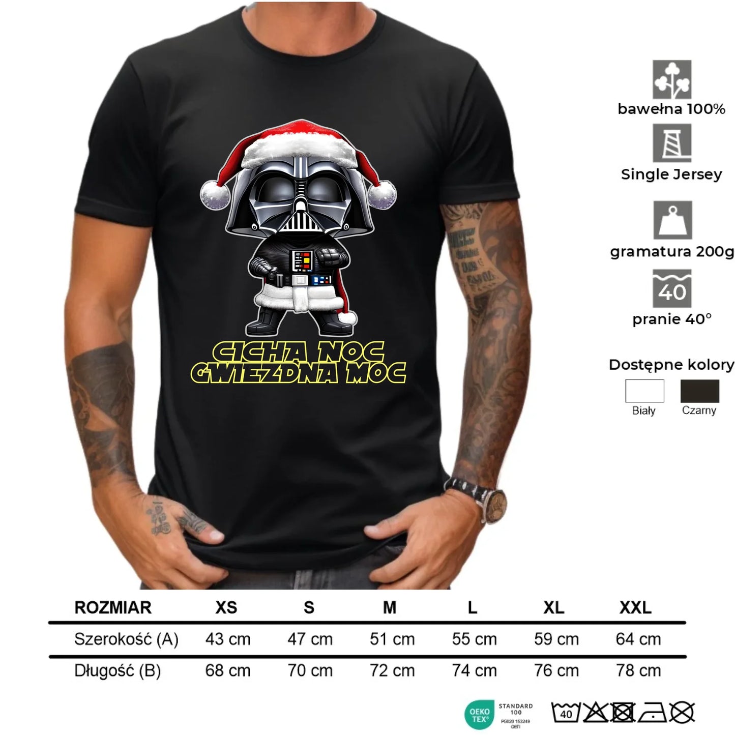 Koszulka męska świąteczna dla fanów Gwiezdnych Wojen - Cicha noc, gwiezdna moc BN132