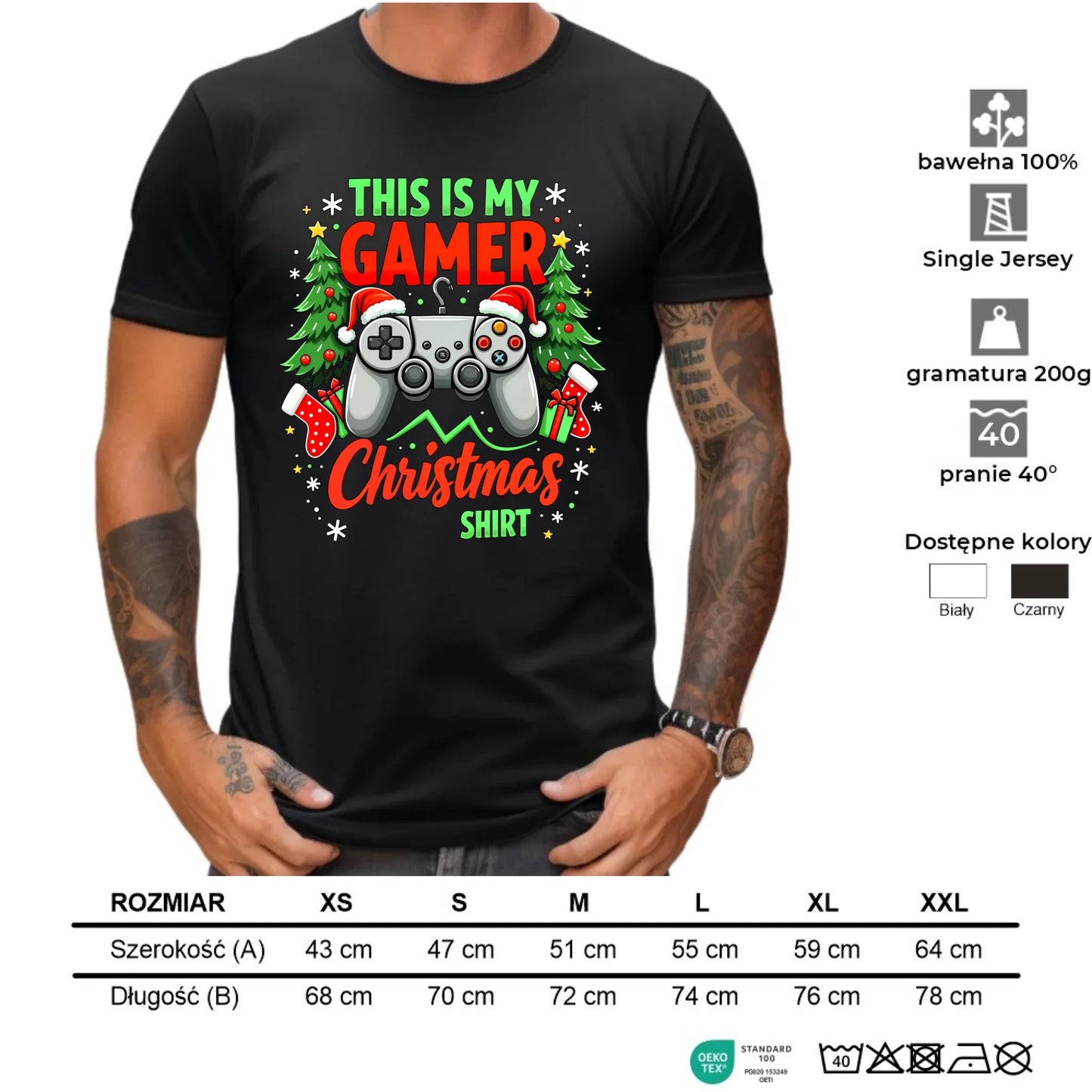 Koszulka męska świąteczna - prezent dla gracza - Gamer Christmas T-shirt BN135