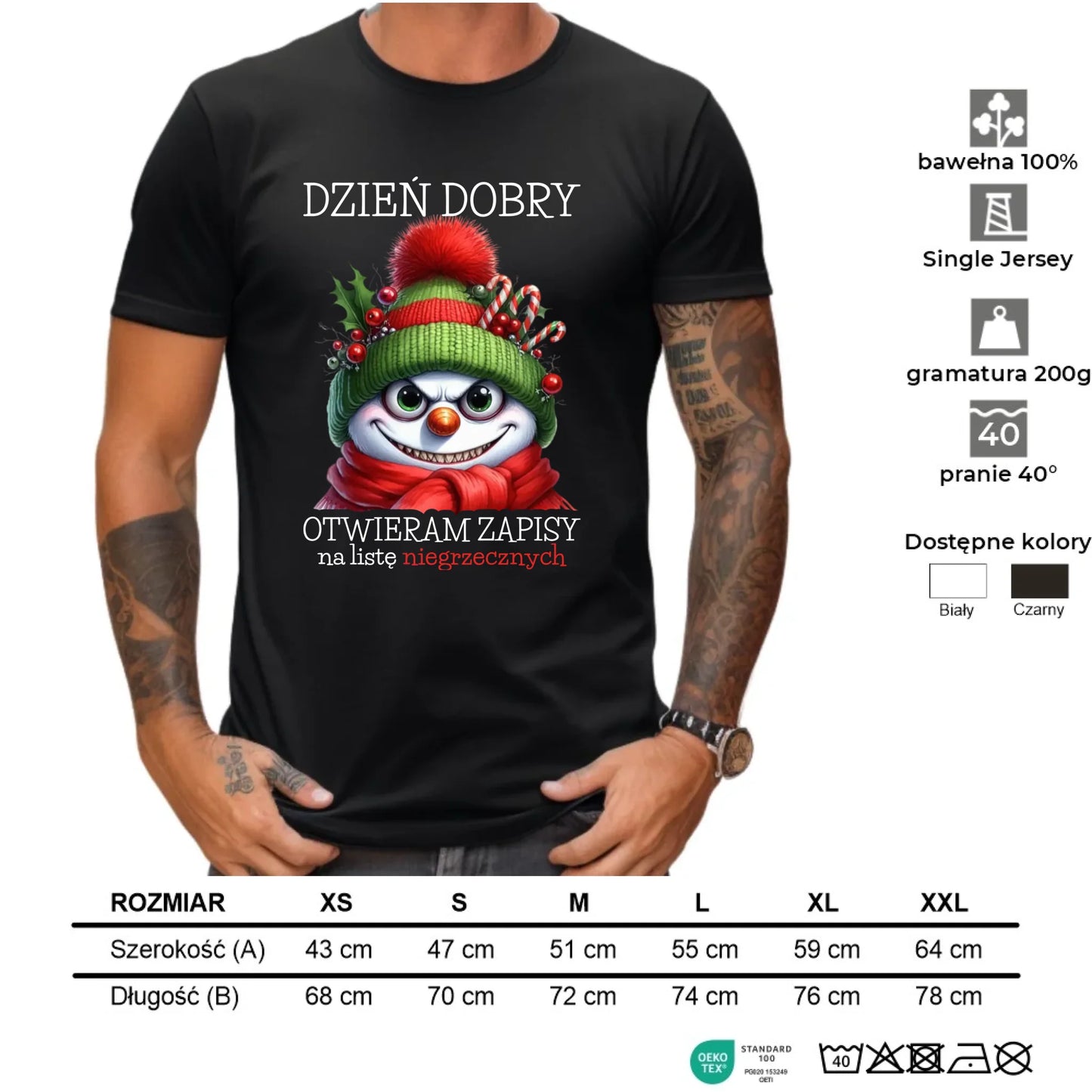 Koszulka męska świąteczna - Niegrzeczny bałwan - Dzień dobry otwieram zapisy na listę BN121