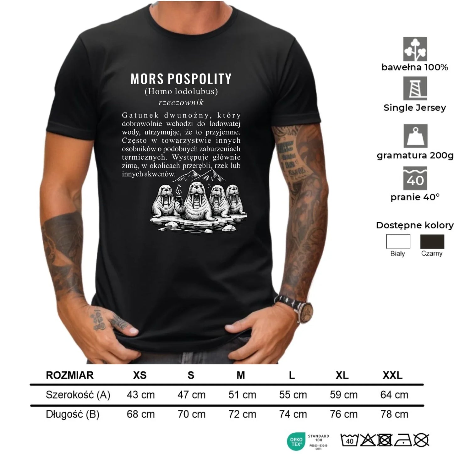 Koszulka męska - prezent dla morsa - Mors pospolity [Homo lodolubus] HM12