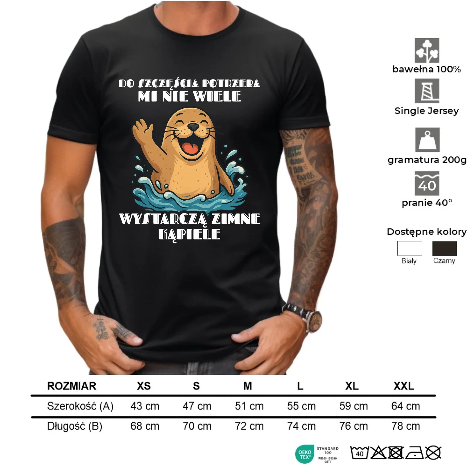 Koszulka męska - prezent dla morsa - Do szczęścia potrzeba mi nie wiele HM06 - StoryCups.pl