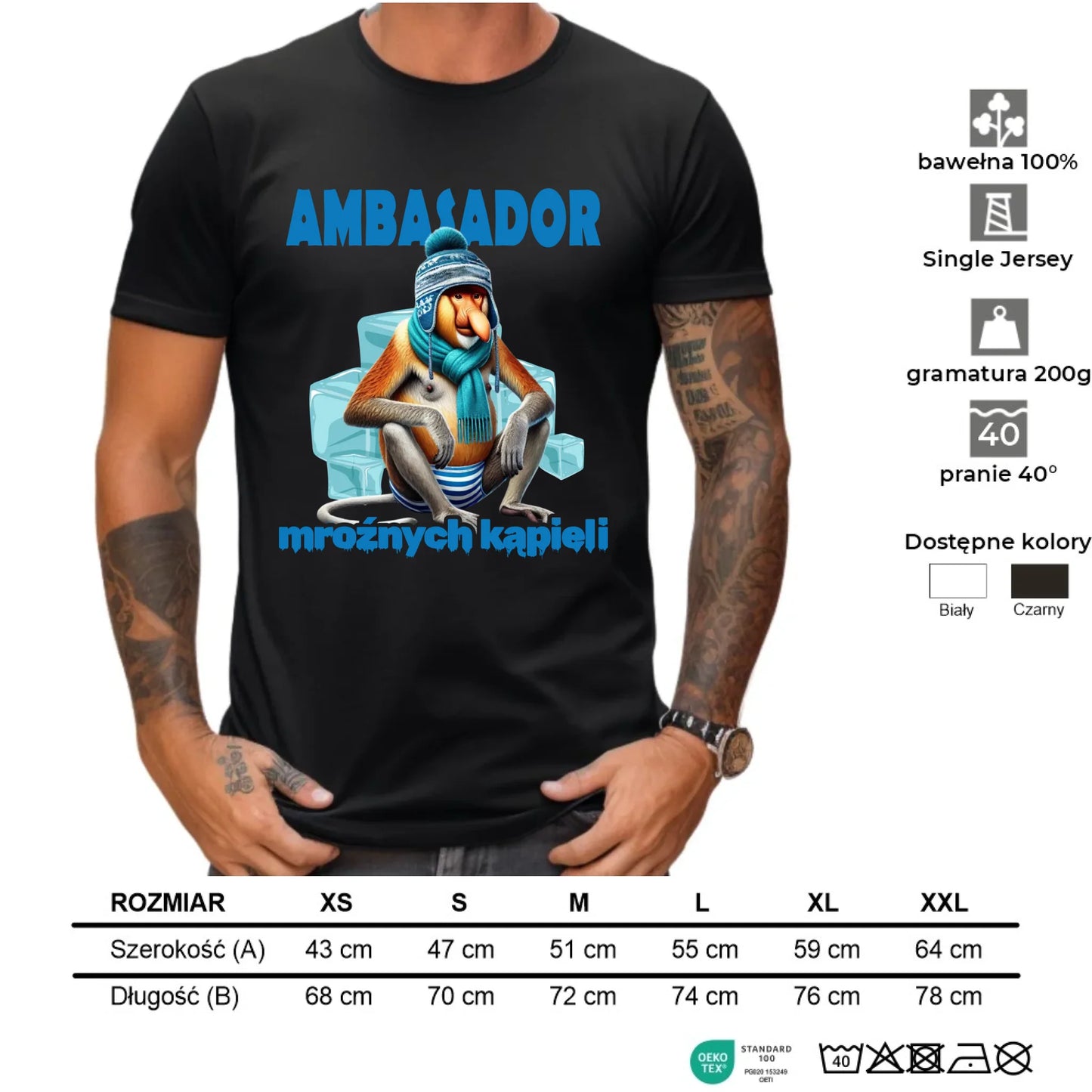 Koszulka męska - prezent dla morsa - Janusz Nosacz Mors - Ambasador mroźnych kąpieli HM03